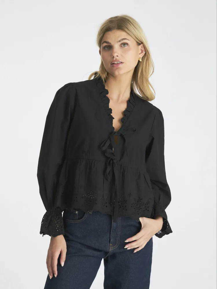 Matsi Embroidery Blouse - Black - Bilde 2