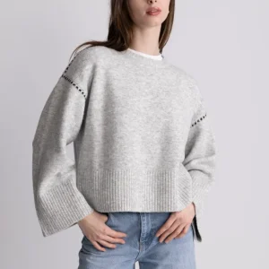 Susan Stitch Sweater – Light Grey Melange