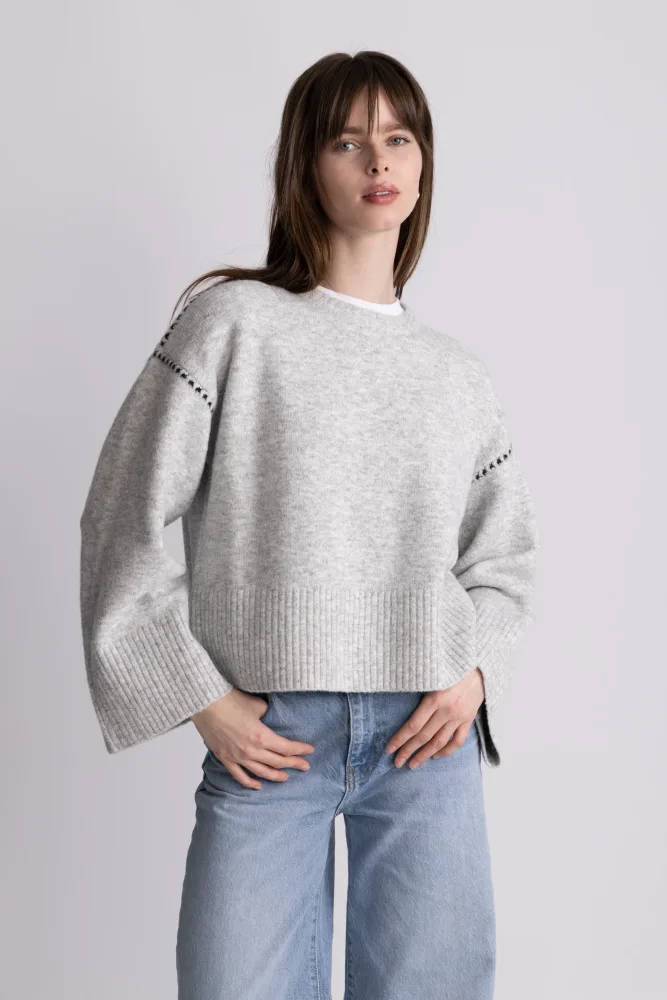 Susan Stitch Sweater - Light Grey Melange