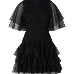 Minnie Short Sleeve Lace Mini Dress – Black