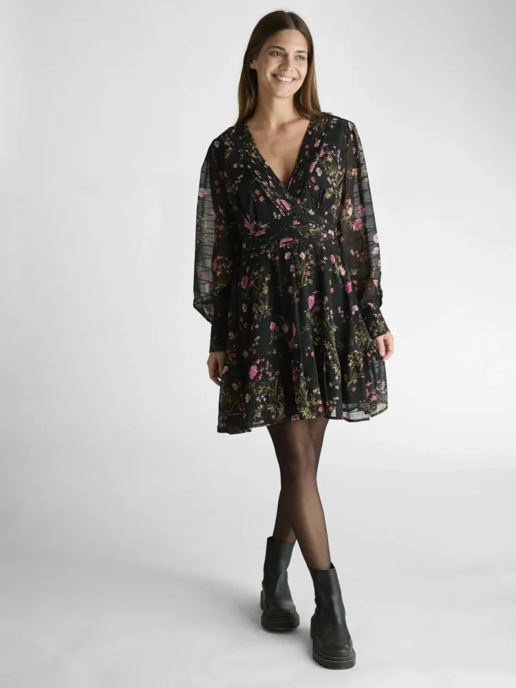 Sahra Flower Print Dress - Black - Bilde 3