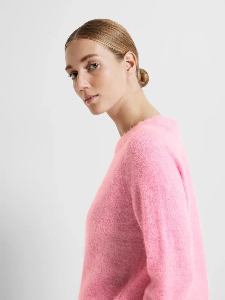 Lulu Ls Knit O-Neck - Moonlite Mauve Melange - Bilde 3