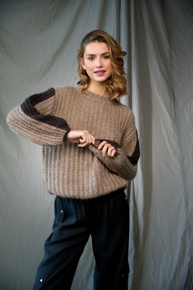 Noel Knit Sweater - Camel/Dark Brown - Bilde 2