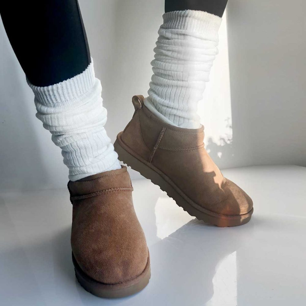 Kremhvite leggvarmere med ull – &laquo;Leggings&raquo;