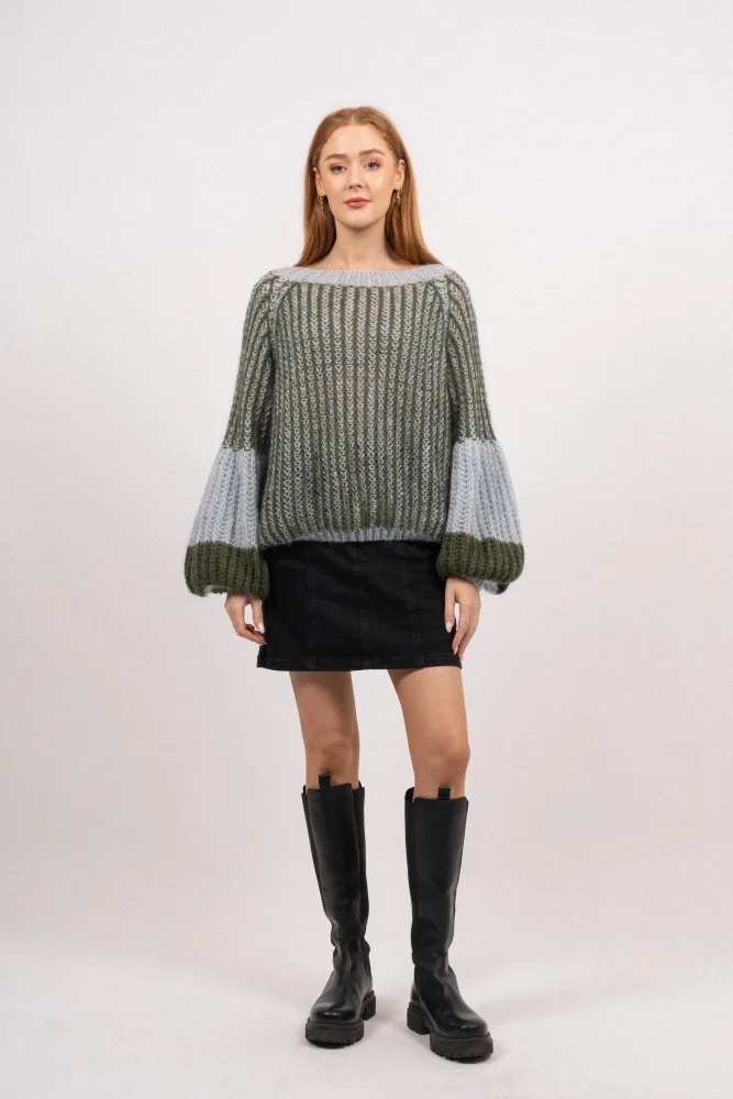 Liana Knit Sweater - Light Blue/Army - Bilde 3