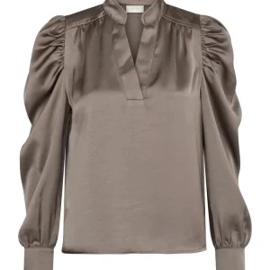 Rosslyn Heavy Sateen Blouse – Warm Grey
