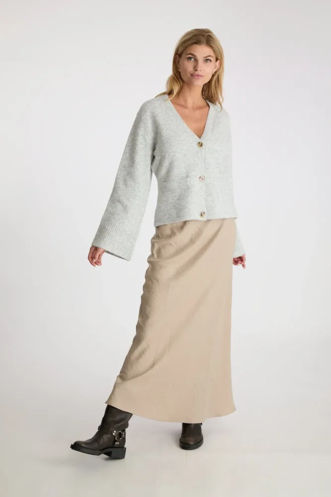Pixie Knit Cardigan - Light Grey Melange - Bilde 3