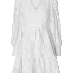 Calli-Sadie Ls Short V-Neck Dress Ff – Bright White