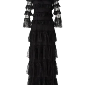 Carmine Long Sleeve Lace Maxi Dress – Black