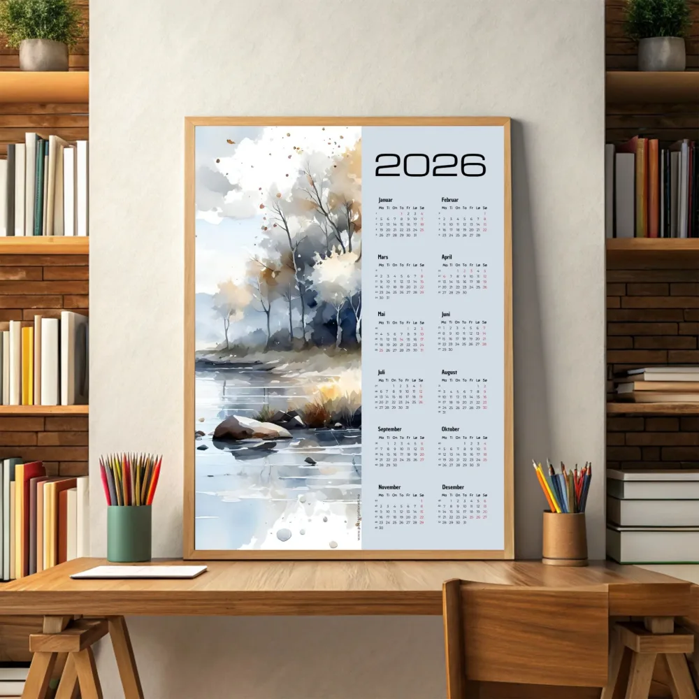 KALENDER 2026 - AKVARELL LANDSKAP I HØSTTONER - Bilde 3