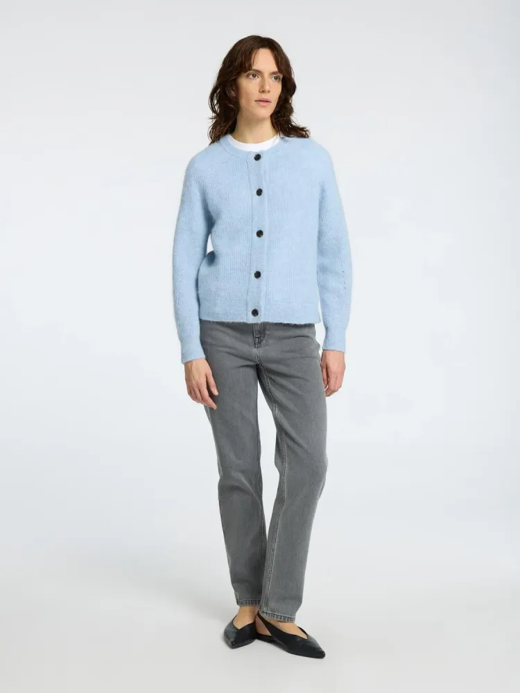 Lulu Ls Knit Short Cardigan B Noos - Cashmere Blue Melange - Bilde 2