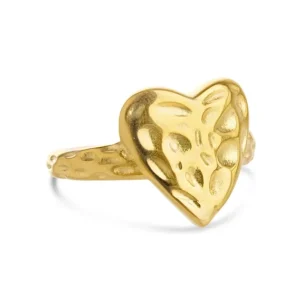 Lovi Hammered Heart Ring – Gold Lovi Hammered Heart Ring – Gold