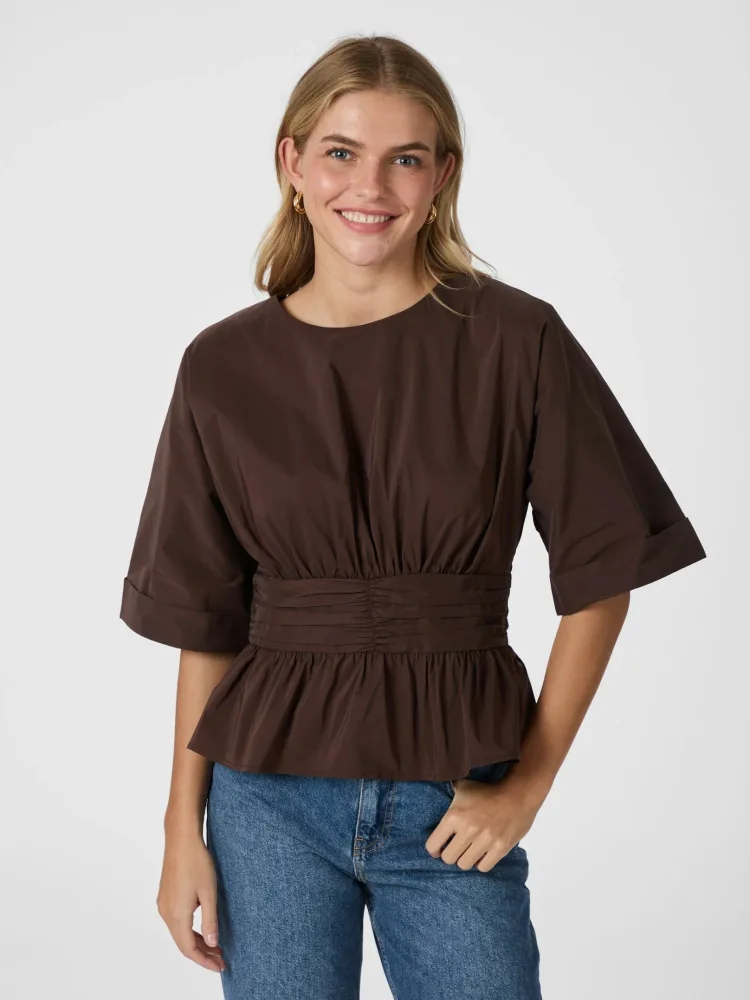 Annegret Poplin Blouse - Chocolate Brown - Bilde 2