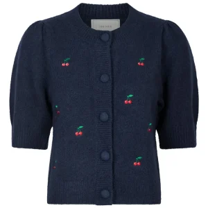 Trudy Embroidery Knit Cardigan – Navy