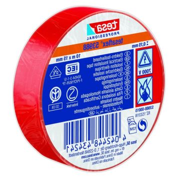 ISOLERINGSTAPE TESA TESAFLEX 10MX15MM RØD ISOLERINGSTAPE TESA TESAFLEX 10MX15MM RØD