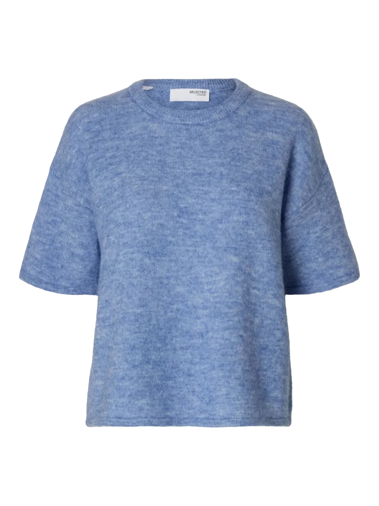 Maline-Liliana 2/4 Knit O-Neck Noos - Cornflower Blue Melange