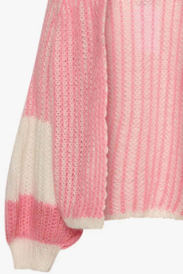 Liana Knit Cardigan - White/Rose - Bilde 2