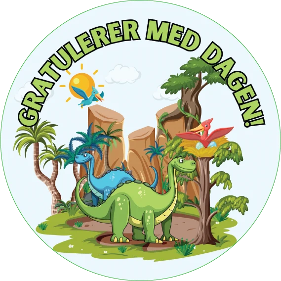 Kakebilde Dinosaur - Rund 20cm