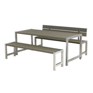 BENKESETT PLUS MED RYGGSTØTTE 186 CM GRÅBRUN BENKESETT PLUS MED RYGGSTØTTE 186 CM GRÅBRUN