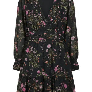 Sahra Flower Print Dress – Black