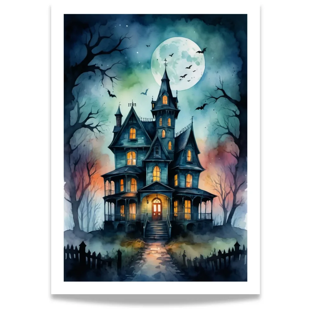 MOONLIT MANSION – HALLOWEEN ART POSTER