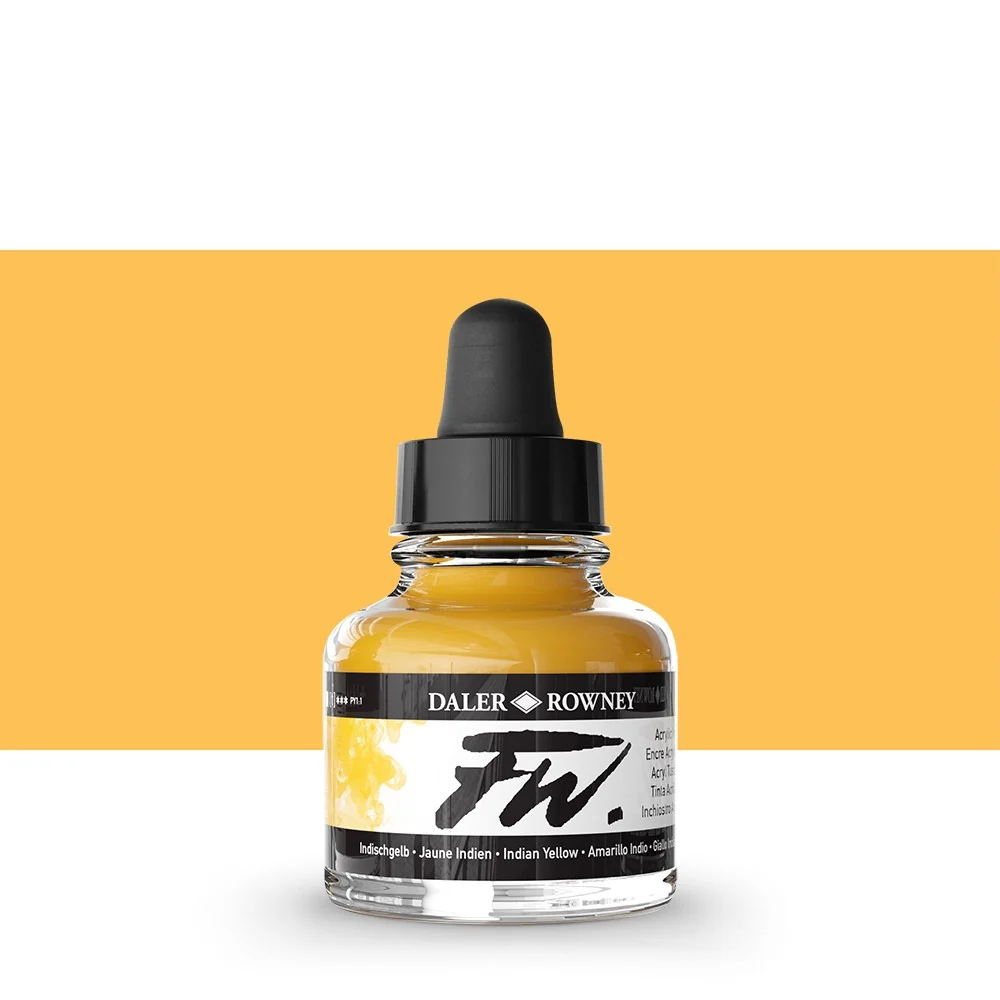 Daler Rowney - FW Ink 29,5ml - 643 Indian Yellow - Bilde 2