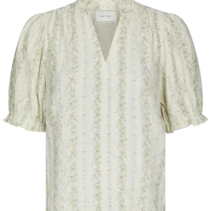 Odesa Floral Stripe Blouse – Creme