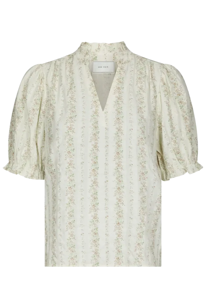 Odesa Floral Stripe Blouse - Creme
