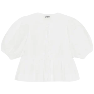 Cotton Poplin Peplum Blouse – Bright White
