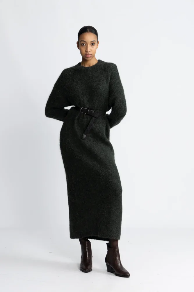 Gabella Ls Knit O-Neck Dress Camp - Scarab - Bilde 3