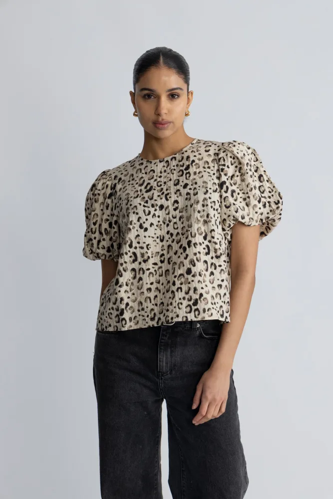 Alyona Vlora 2/4 Top Aop - Oatmeal Leo - Bilde 3