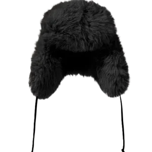 Faux Fur Trapper Hat – Black