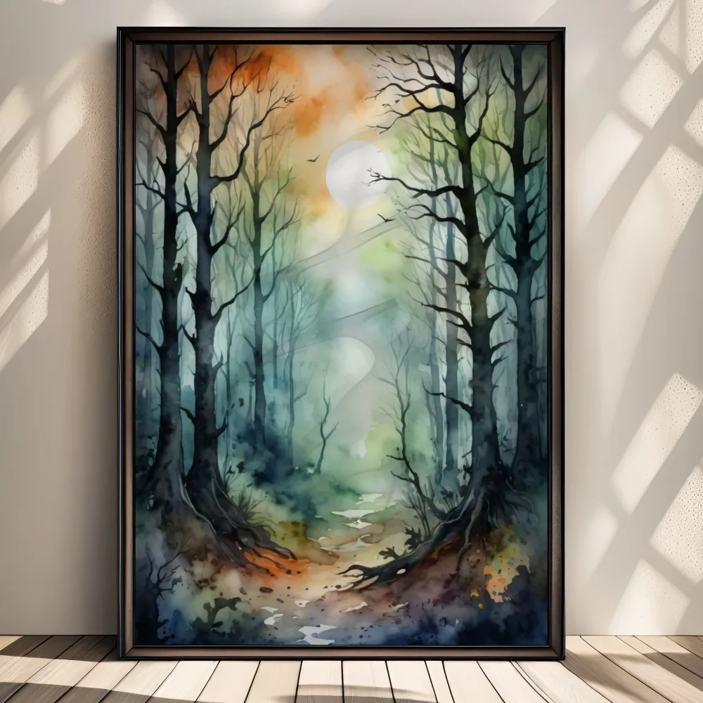 MOONLIT PATH - HALLOWEEN ART POSTER - Bilde 2