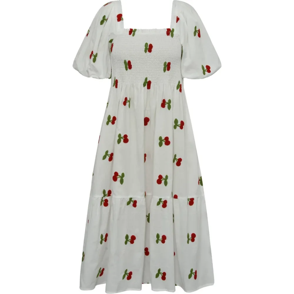 Cheri Fruit Dress - White/Red
