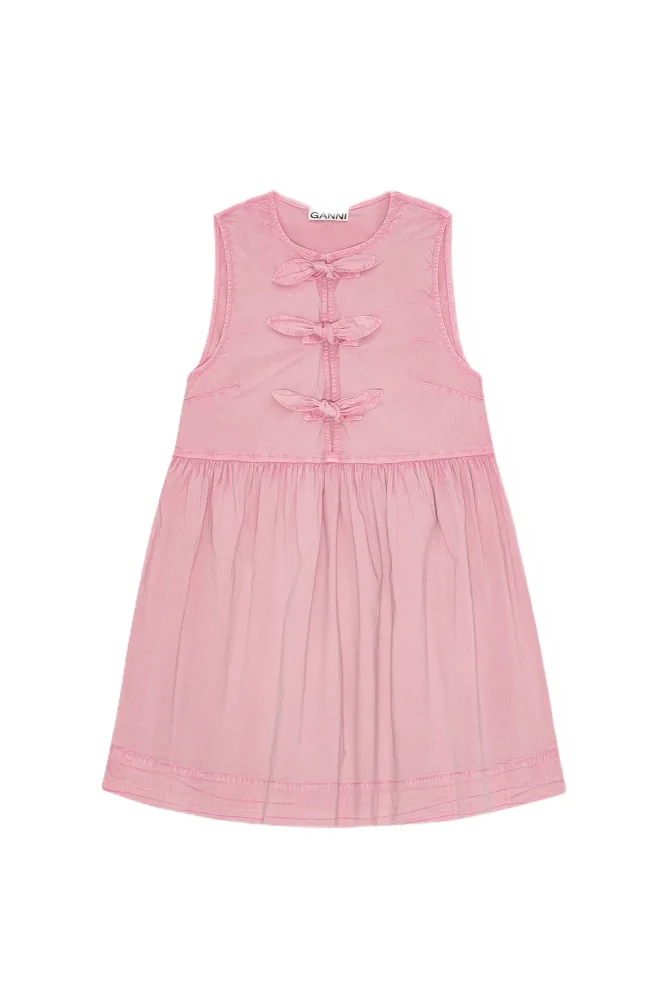 Washed Stretch Cotton Mini Bow Tie Dress - Bleached Mauve - Bilde 3