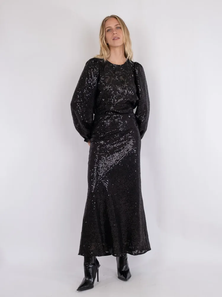 Vicky Sequins Skirt - Black - Bilde 2