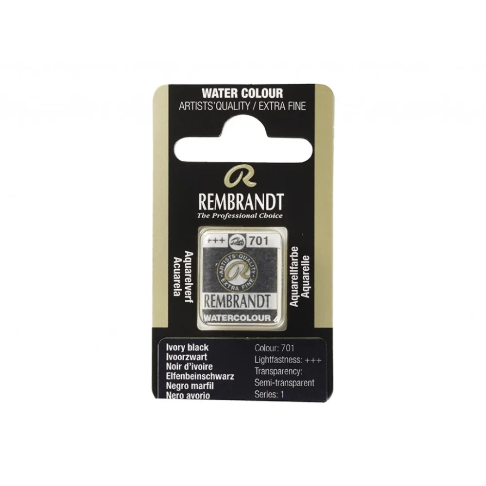 Rembrandt Akvarell Halfpan – Ivory Black 701