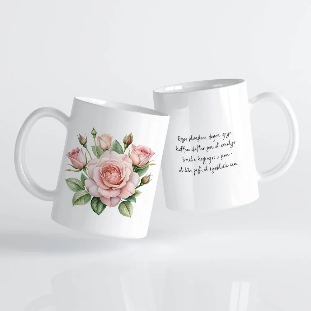 SOMMERKRUS ROSE No4 – KERAMIKKRUS MED ROSEMOTIV OG TEKST SOMMERKRUS ROSE No4 – KERAMIKKRUS MED ROSEMOTIV OG TEKST