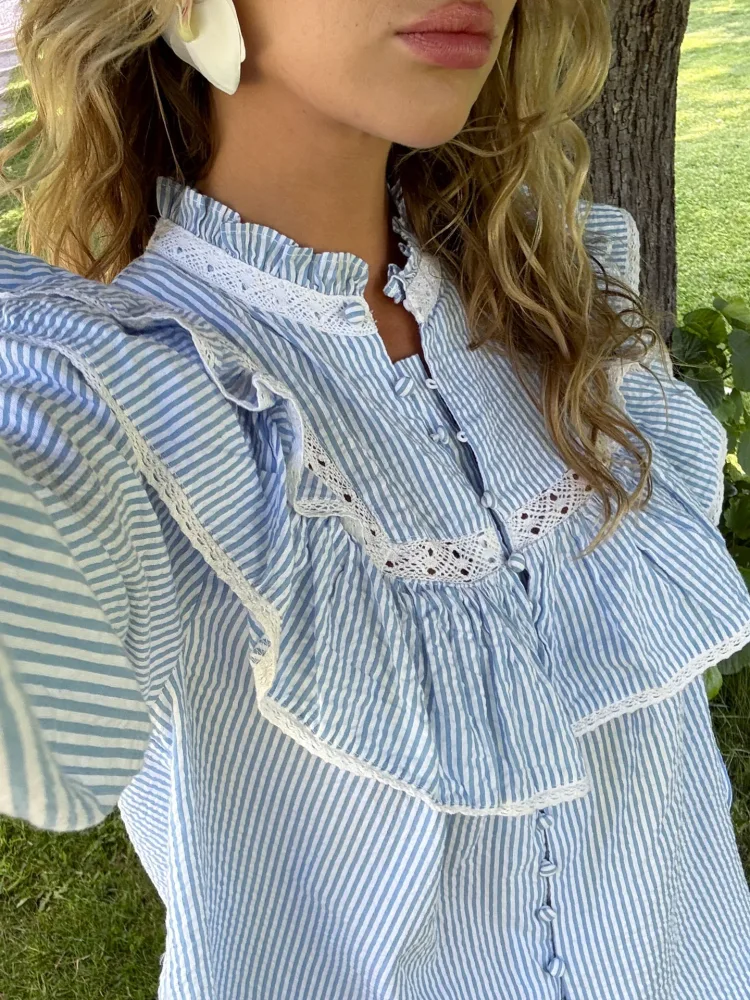 Viva Voile Blouse - Blue Stripe - Bilde 2