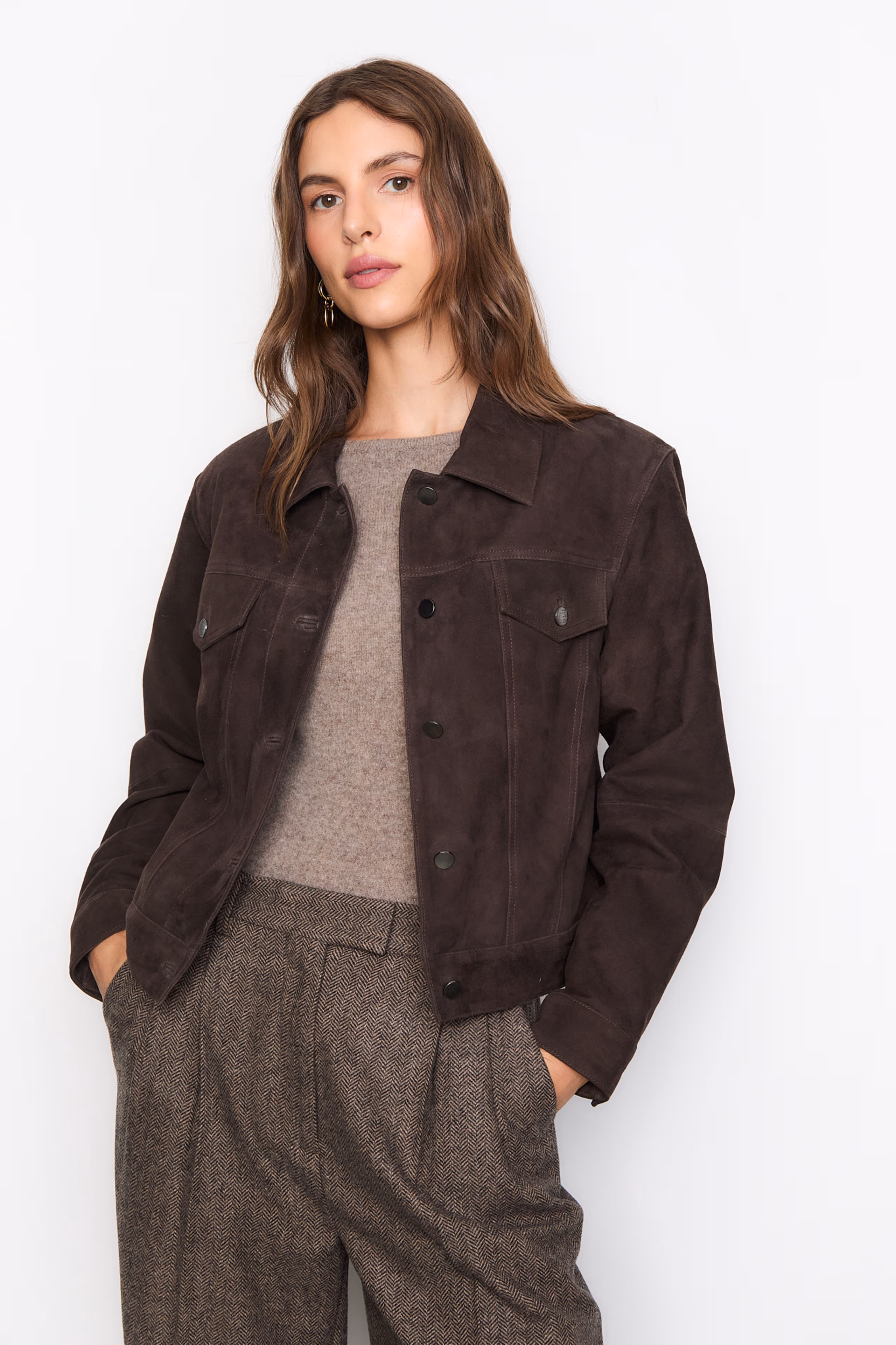 Leslie Leather Jacket - Dark Brown Suede - Bilde 2