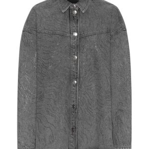 Rhinestone Denim Shirt – Grey Denim Rhinestone Denim Shirt – Grey Denim