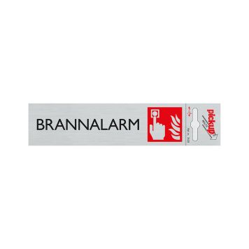 SKILT PICKUP BRANNALARM ALU 165 X 44 MM
