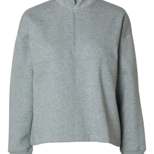 Gia Ls Zipper Sweat – Light Grey Melange