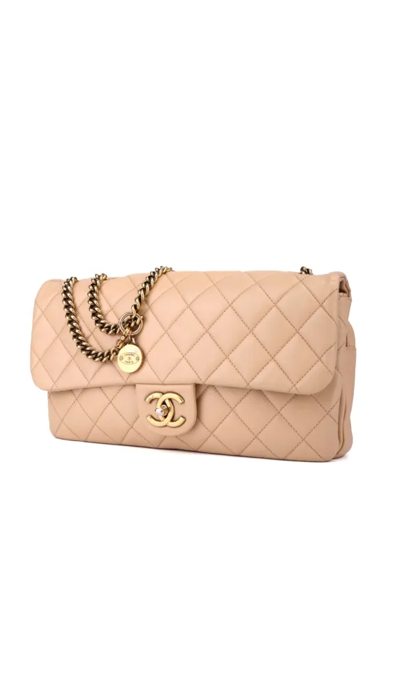 Chanel Single Flap Bag - Beige - Bilde 3