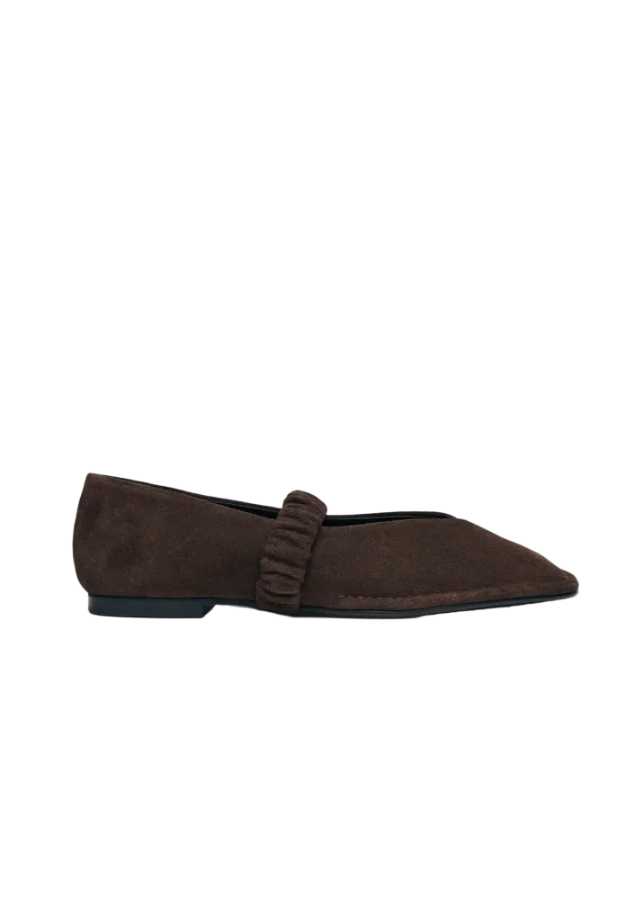 Lautan Leather Ballet Flats - Suede Brown
