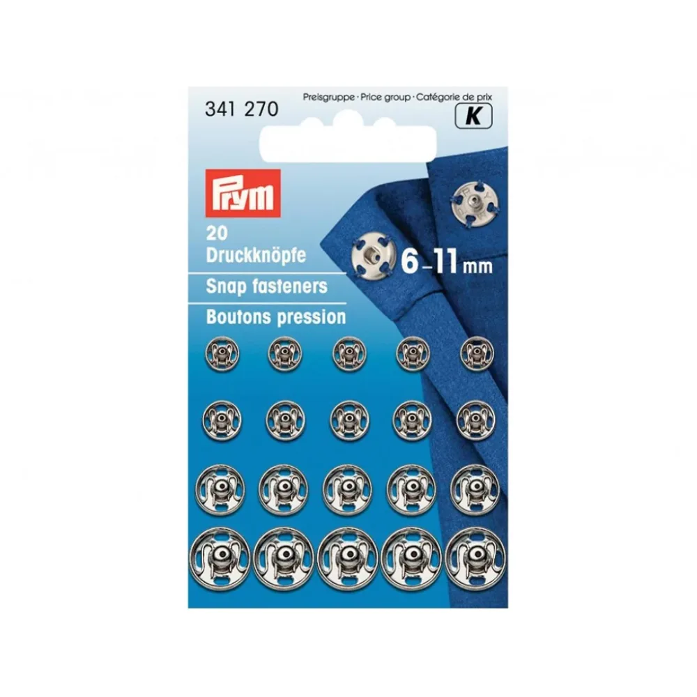 Prym Patentknapper 6-11mm 20stk – Sølv Prym Patentknapper 6-11mm 20stk – Sølv