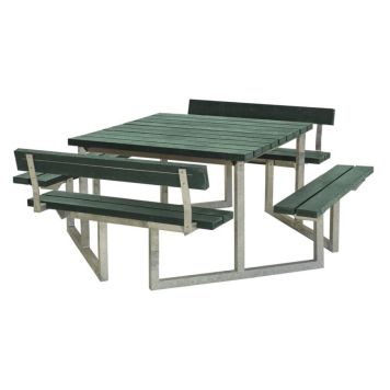 HAGEMØBEL PLUS BORD/BENKESETT TWIST 2 RYGGSTØTTER 204X76CM GRØNN HAGEMØBEL PLUS BORD/BENKESETT TWIST 2 RYGGSTØTTER 204X76CM GRØNN