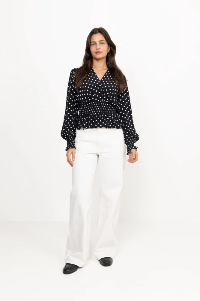 Tamona Crepe Dot Blouse - Black - Bilde 2