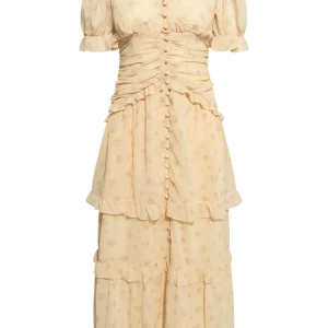 Arielic Long Dress – Yellow Flower Print
