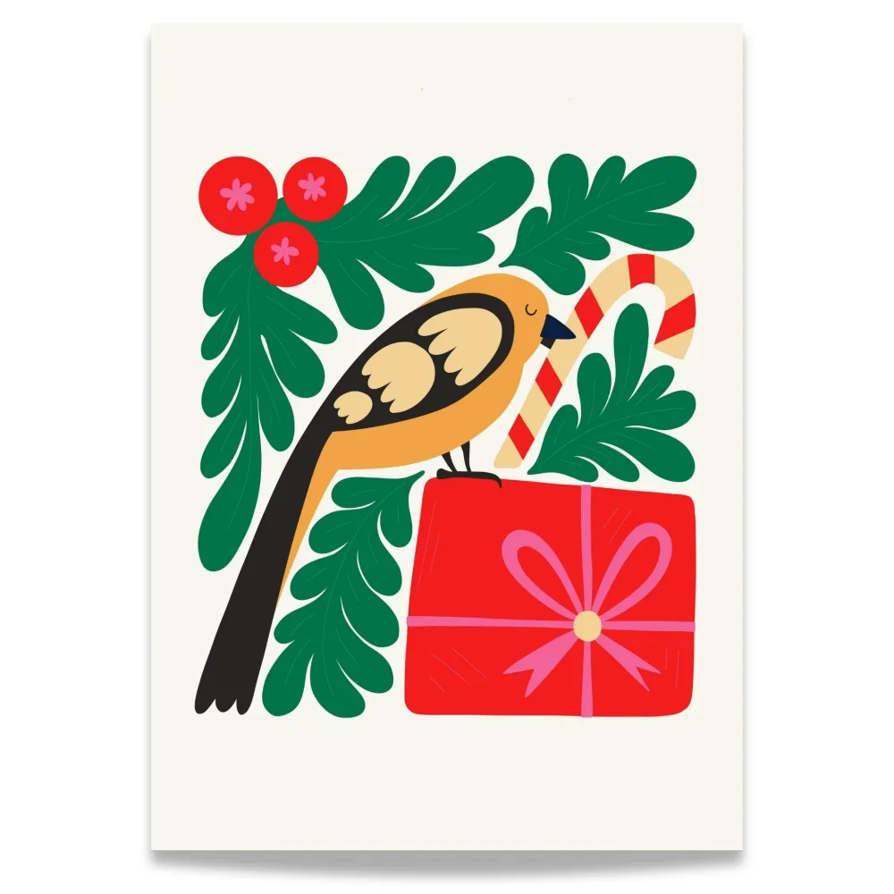 JULEFUGL MED GAVE – PLAKAT